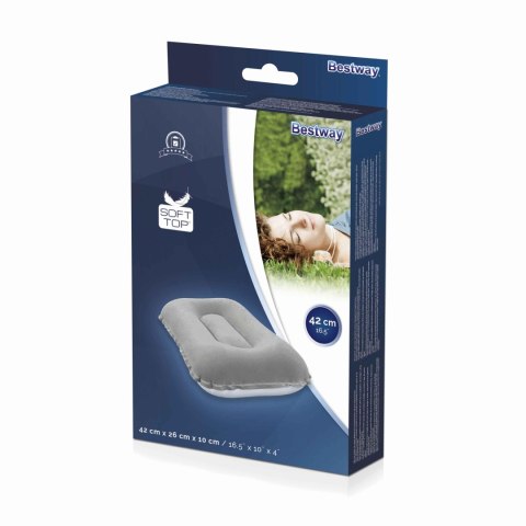 BESTWAY 67121 Poduszka dmuchana turystyczna welurowa szara