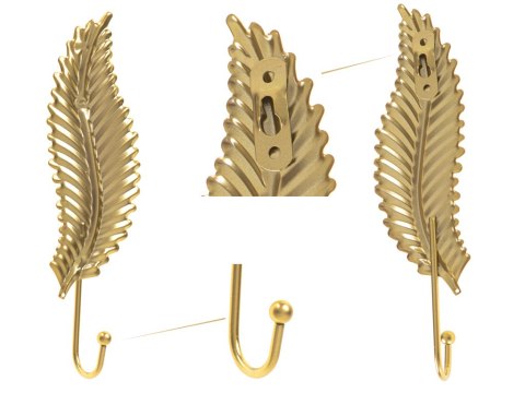 Wieszak haczyk metalowy uchwyt złoty liść 20cm