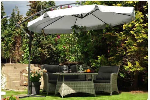 Parasol ogrodowy składany 8 segmentów szary 350cm