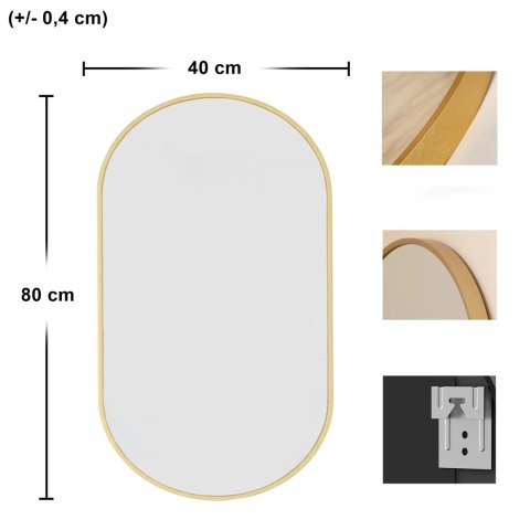 Lustro owalne 80x40cm złota rama