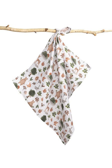 PIELUCHA MUŚLINOWA 70X80 CM LAS NA BIELI