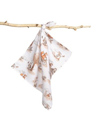 PIELUCHA MUŚLINOWA 70X80 CM LISY NA ROWERACH