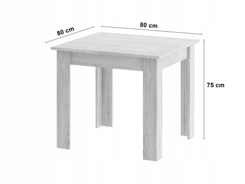 Zestaw stół kwadratowy 80x80 dąb sonoma + 4 krzesła OSAKA białe