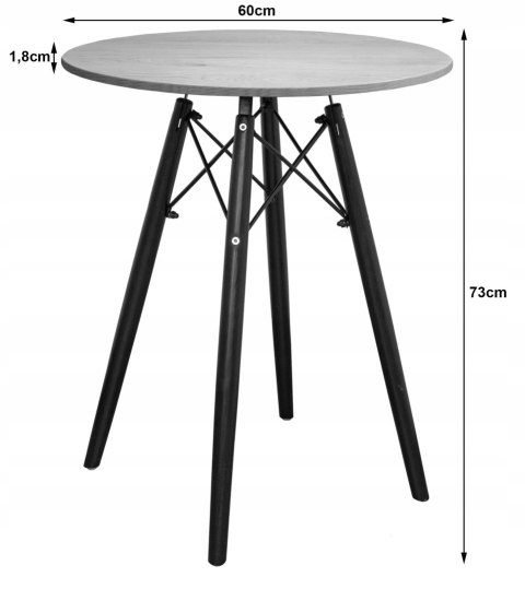 Zestaw stół okrągły 60 cm jesion + 2 krzesła ESSEN czarne