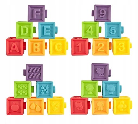 MIĘKKIE GUMOWE KLOCKI SENSORYCZNE PISZCZAŁKI 9911