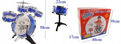 PERKUSJA DLA DZIECI 6 BĘBNÓW TALERZ KRZESŁO 28807N