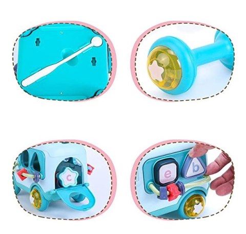 INTERAKTYWNY AUTOBUS SORTER CYMBAŁKI GRZECHOTKI 4N