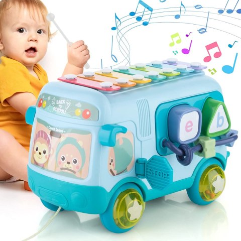 INTERAKTYWNY AUTOBUS SORTER CYMBAŁKI GRZECHOTKI 4N