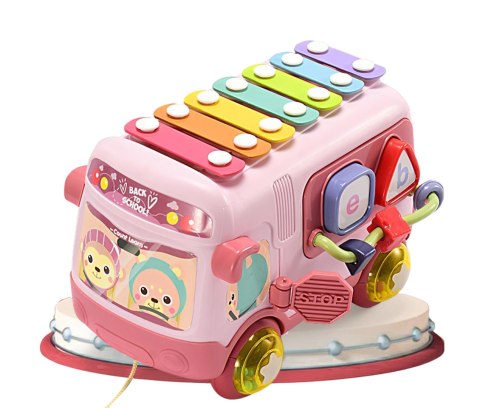 INTERAKTYWNY AUTOBUS SORTER CYMBAŁKI GRZECHOTKI 4R