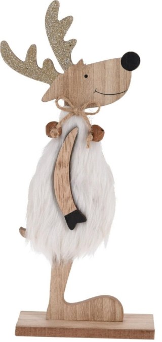 Figurka Renifer biały z drewna patrzący w prawo
