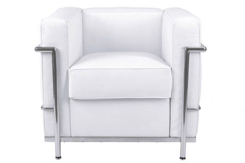 Fotel Kubik biała skóra TP