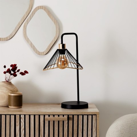 Lampa stołowa Anel czarna/ rattan