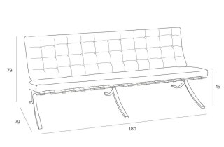 Sofa BA3 3 osobowa, biała ekoskóra PU