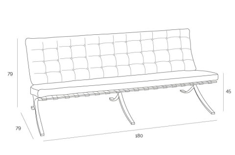 Sofa BA3 3 osobowa, brązowa skóra naturalna