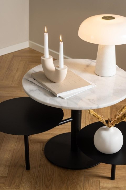 Stolik kawowy Lahti biały marmur/ czarny