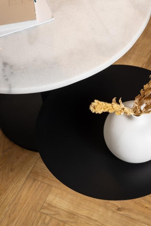 Stolik kawowy Lahti biały marmur/ czarny