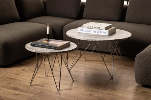 Stolik kawowy Prunus 55cm marmur szary/ chrom