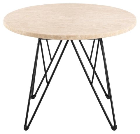 Stolik kawowy Prunus 55cm trawertyn/ czarny