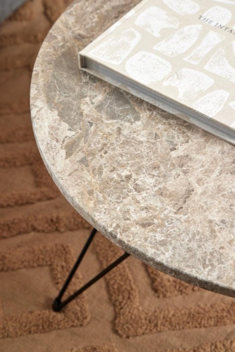 Stolik kawowy Prunus 80cm marmur szary/ czarny