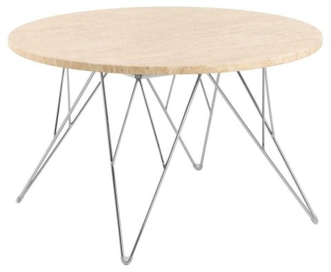 Stolik kawowy Prunus 80cm trawertyn/ chrom