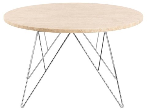 Stolik kawowy Prunus 80cm trawertyn/ chrom