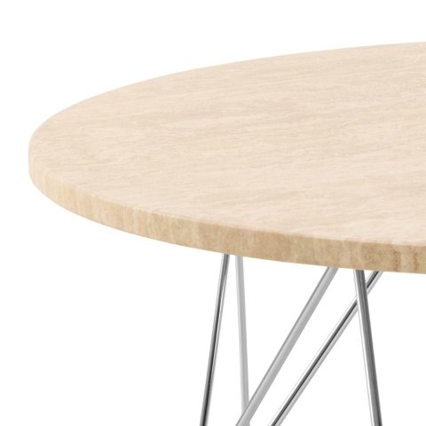 Stolik kawowy Prunus 80cm trawertyn/ chrom