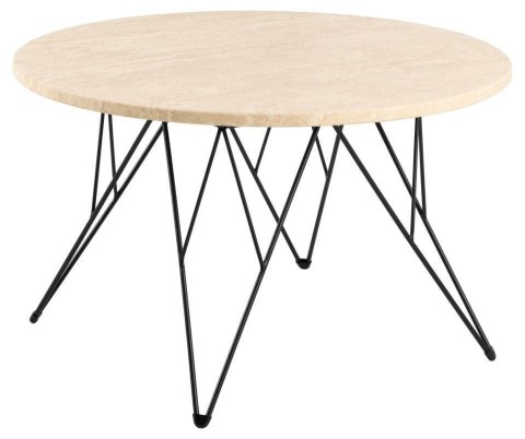 Stolik kawowy Prunus 80cm trawertyn/ czarny