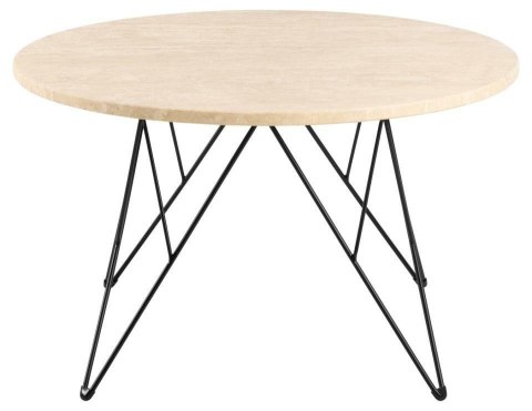 Stolik kawowy Prunus 80cm trawertyn/ czarny