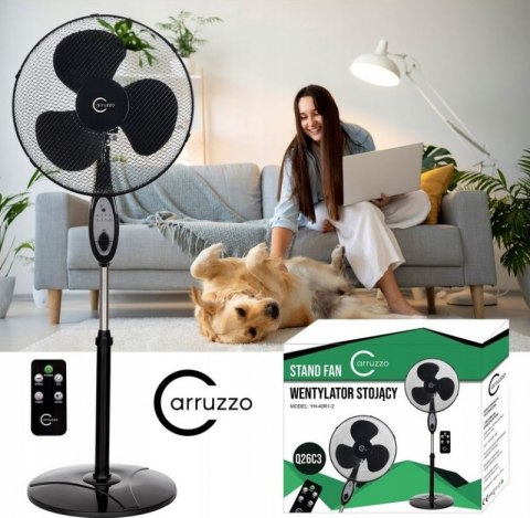 Duży regulowany wentylator stojący z pilotem
