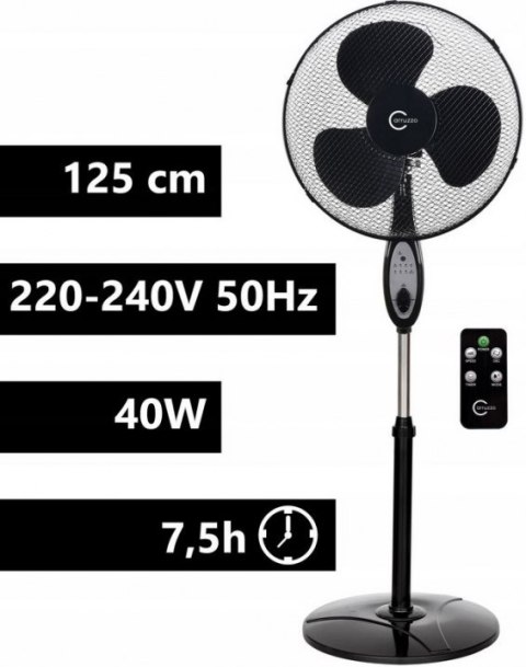 Duży regulowany wentylator stojący z pilotem