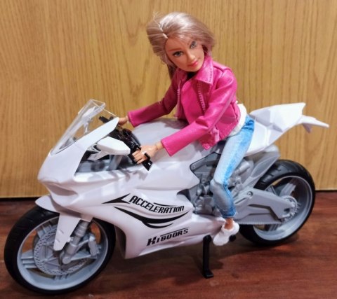 Lalka na Motorze Sportowym Ścigaczu Motor Biały #A1