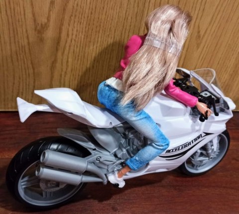 Lalka na Motorze Sportowym Ścigaczu Motor Biały #A1
