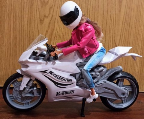 Lalka na Motorze Sportowym Ścigaczu Motor Biały #A1