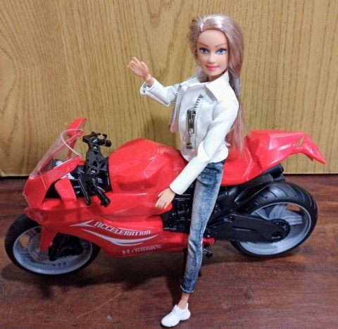 Lalka na Motorze Sportowym Ścigaczu Motor Czerwony #A1
