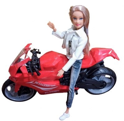 Lalka na Motorze Sportowym Ścigaczu Motor Czerwony #A1