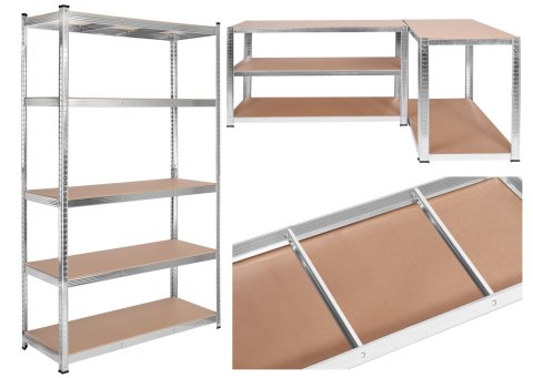 Regał stalowy magazynowy 200kg 5 poziomów 205x120x45 cm ocynkowany
