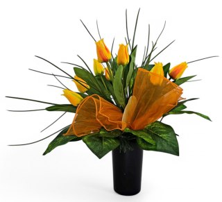 BUKIET WKŁAD DO WAZONU KWIATY TULIPANY NA CMENTARZ GRÓB POMNIK WZÓR WIOSENNY