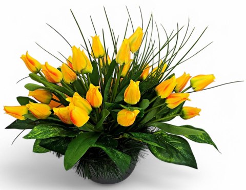 STROIK NA CMENTARZ KWIATY TULIPANY NA GRÓB POMNIK WZÓR WIOSENNY