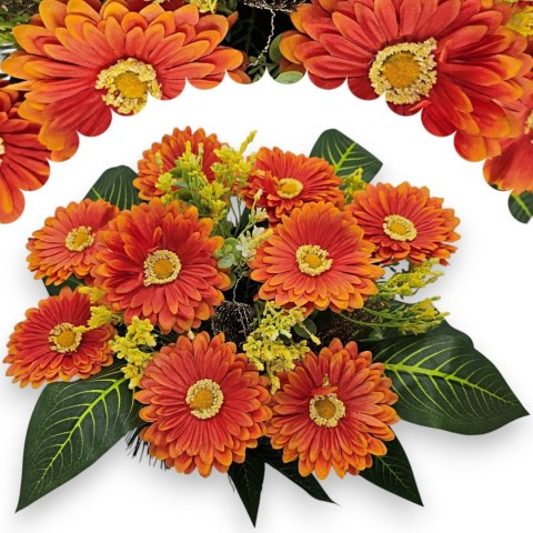 WIOSENNY STROIK NA CMENTARZ KWIATY GERBERY NA GRÓB POMNIK Z OBCIĄŻENIEM