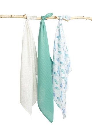 PIELUCHA BAMBUSOWA 3-pak DINO GREEN 70X80