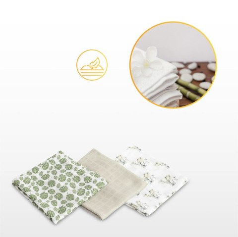 PIELUCHA BAMBUSOWA 3-pak DINO GREEN 70X80