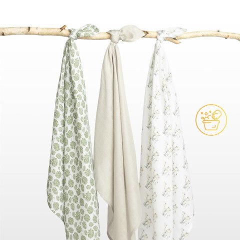 PIELUCHA BAMBUSOWA 3-pak DINO GREEN 70X80