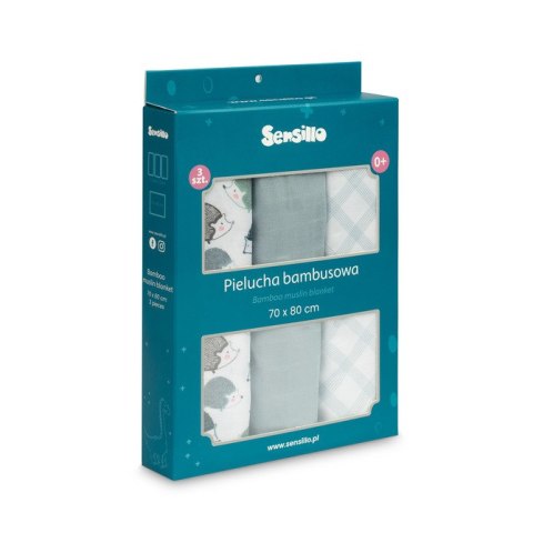 PIELUCHA BAMBUSOWA 3-pak JEŻYK BLUE 70X80