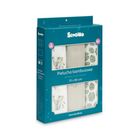 PIELUCHA BAMBUSOWA 3-pak SŁONIK GREY 70X80