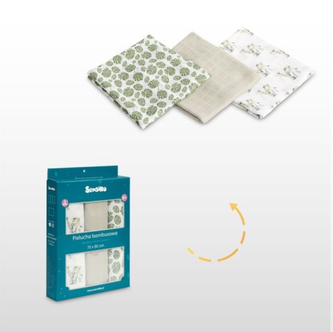 PIELUCHA BAMBUSOWA 3-pak SŁONIK GREY 70X80