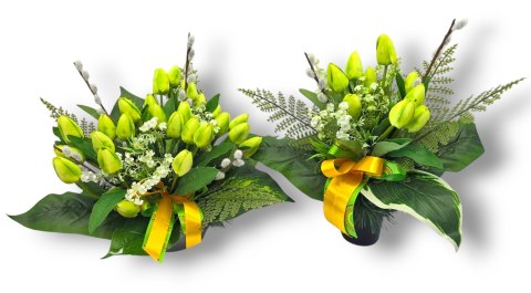 WIOSENNY STROIK NA CMENTARZ KWIATY NA GRÓB POMNIK Z OBCIĄŻENIEM TULIUPANY