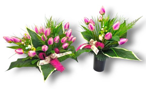 WIOSENNY BUKIET WKŁAD DO WAZONU FLAKONU NA GRÓB CMENTARZ STROIK KWIATY TULIPANY