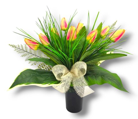 WIOSENNY BUKIET WKŁAD DO WAZONU TULIPANY KWIATY NA CMENTARZ GRÓB POMNIK