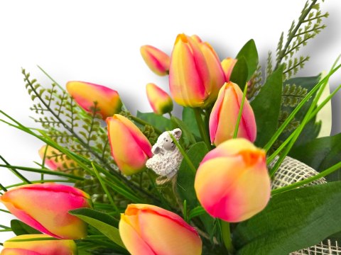 WIOSENNY STROIK NA CMENTARZ KWIATY NA GRÓB POMNIK Z OBCIĄŻENIEM TULIUPANY