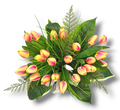 WIOSENNY STROIK NA CMENTARZ KWIATY NA GRÓB POMNIK Z OBCIĄŻENIEM TULIUPANY